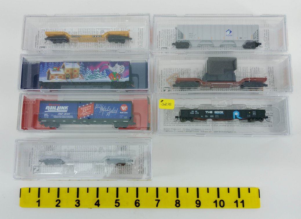 7 MICRO-TRAINS N SCALE FREIGHT CARS MONTANA RAIL LINK ADM THE ROCK PENNSYLVANIA, 7 OBS INV 263330102