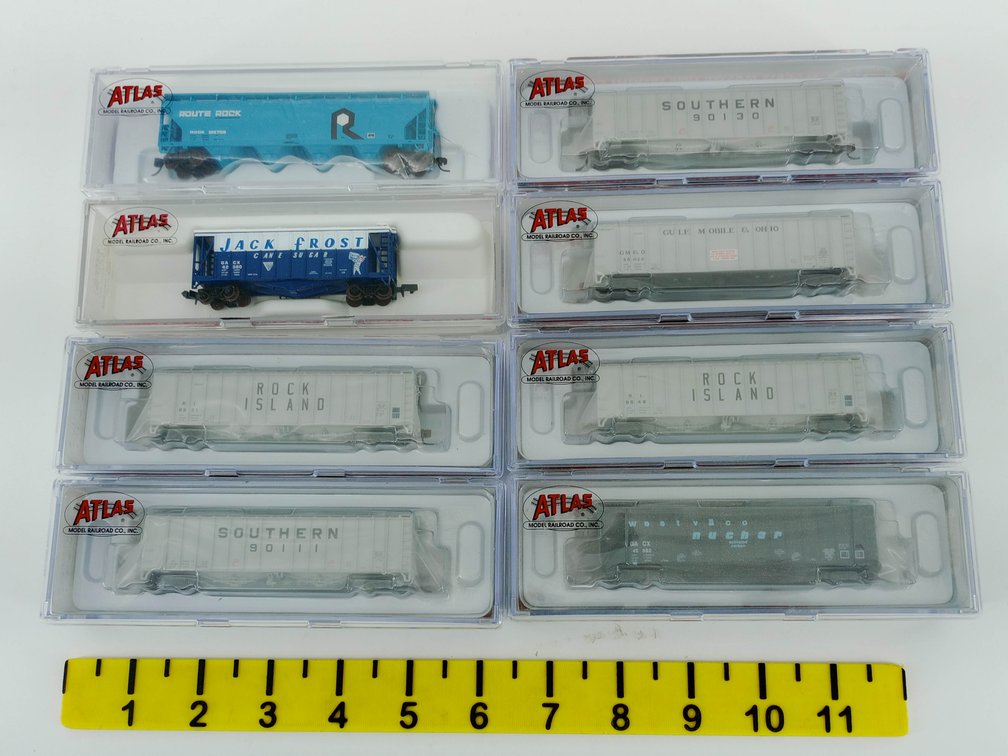 8 ATLAS N SCALE AIRSLIDE & COVERED HOPPERS SOUTHERN ROCK ISLAND GM&O, 8 OBS INV 263330105