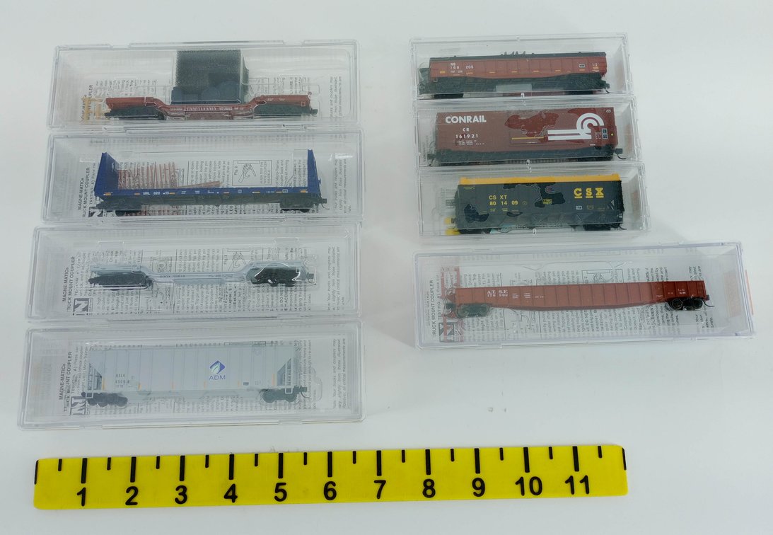 8 MICRO-TRAINS N SCALE FREIGHT CARS CONRAIL CSX NS ATSF PRR MRL DODX ADM, 8 OBS INV 263330113
