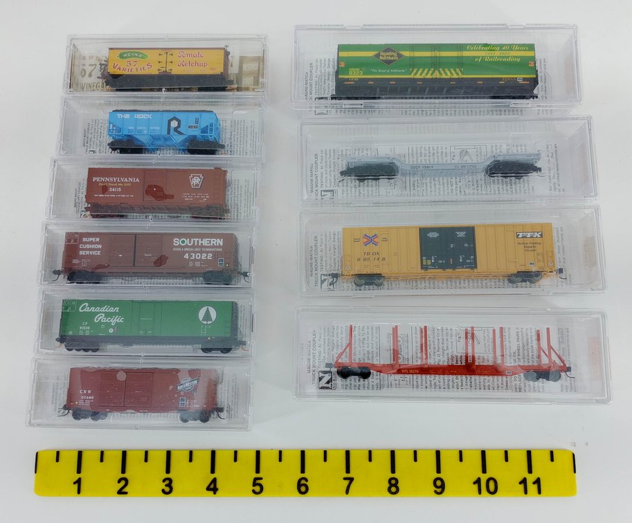 10 MICRO-TRAINS N SCALE FREIGHT CARS ASSORTED ROADS, 10 OBS INV 263330117