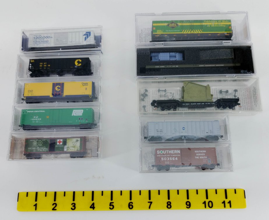 10 MICRO-TRAINS N SCALE ASSORTED FREIGHT CARS & FLAT CARS OBS INV 263330119