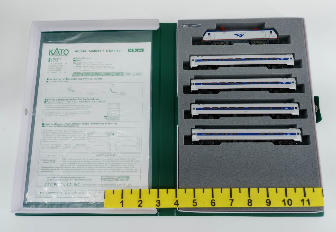 KATO 106-8001 AMTRAK ACS-64 & AMFLEET I 5 UNIT SET, N SCALE, OB INV 263330122