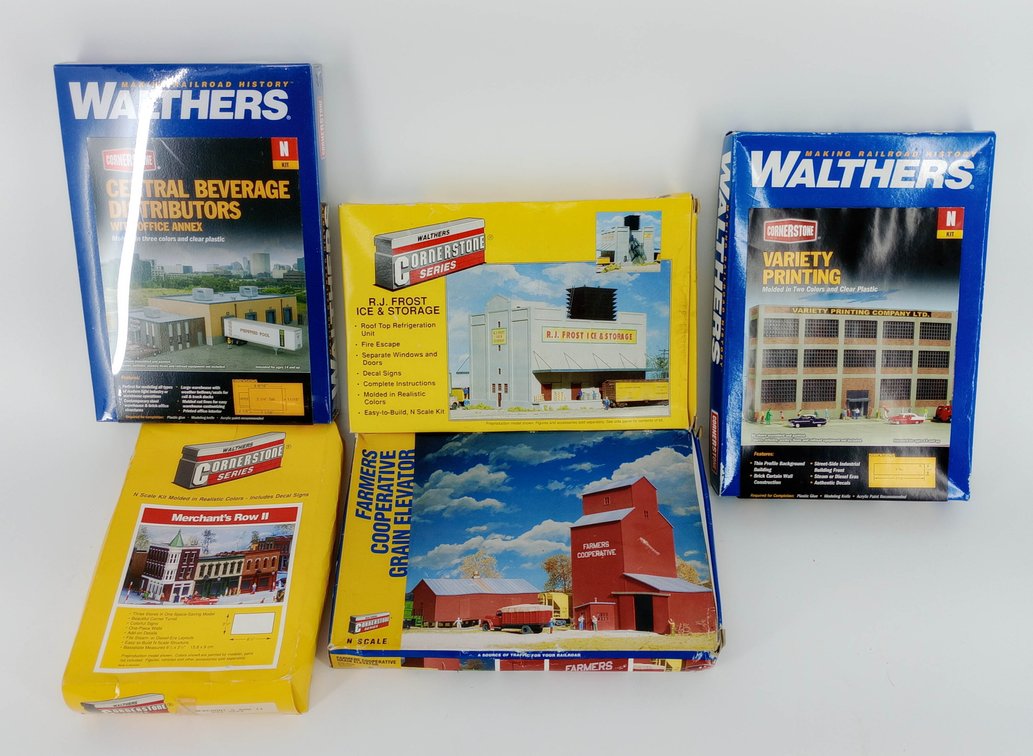 5 WALTHERS CORNERSTONE N SCALE BUILDING KITS, 5 OBS NNC INV 263330130