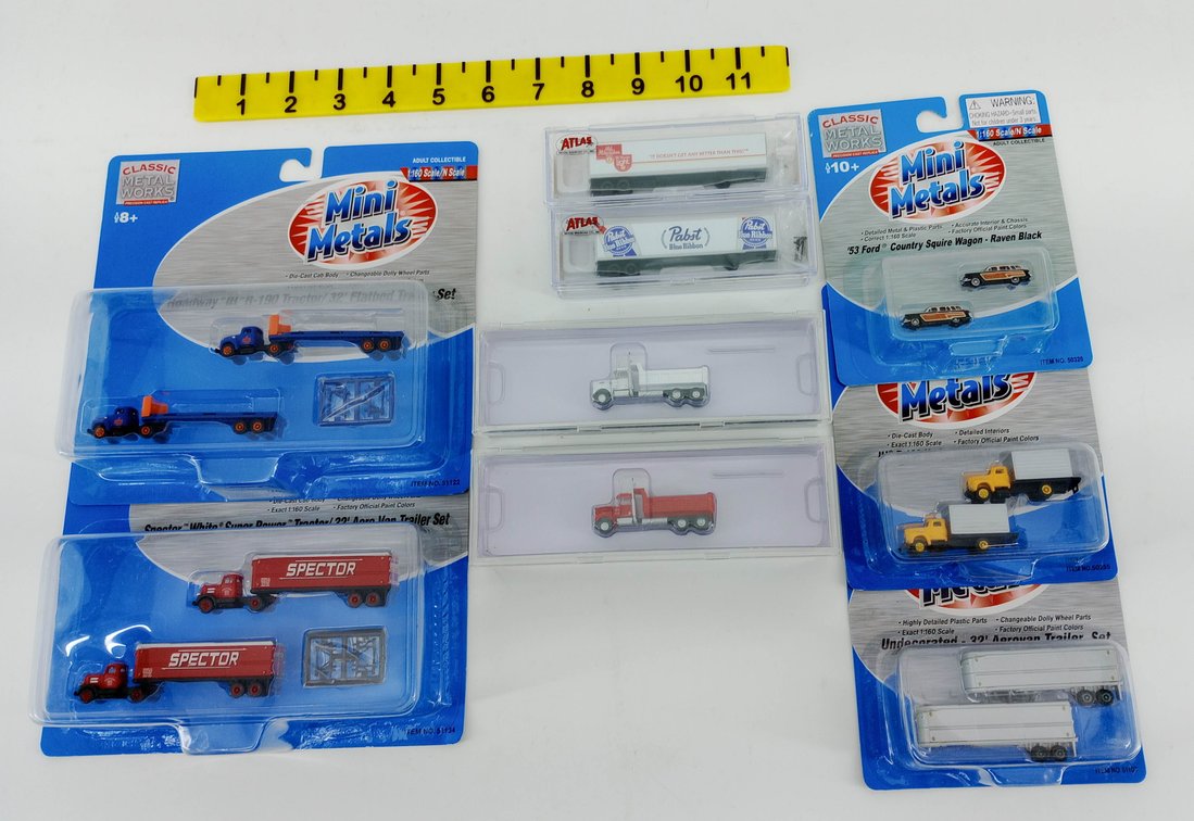 ASSORTED MINI METALS & ATLAS N SCALE TRUCKS & TRAILERS OBS INV 263330147