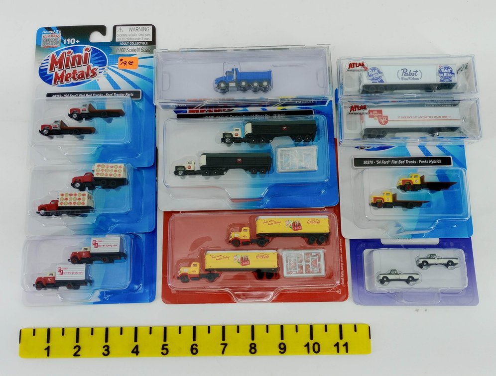ASSORTED MINI METALS & ATLAS N SCALE TRUCKS & TRAILERS OBS INV 263330148
