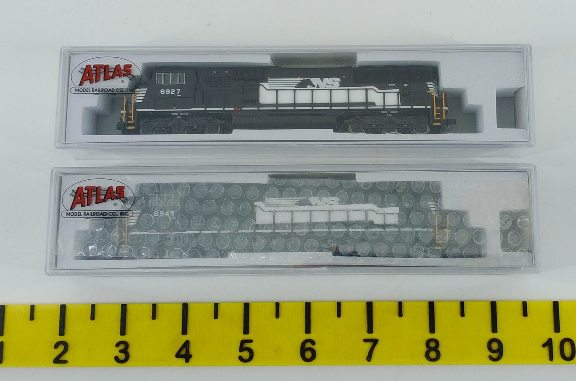 2 ATLAS N SCALE 40 005 213 & 40 005 215 NORFOLK SOUTHERN SD60E LOCOMOTIVES W/PTC, 2 OBS INV 263330153