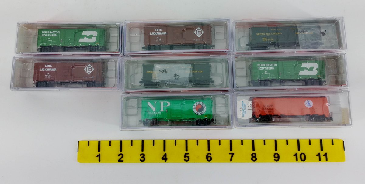 INTERMOUNTAIN N SCALE ASSORTED BOXCARS & MILK CARS BN, ERIE LACKAWANNA, NP, 8 OBS INV 263330158