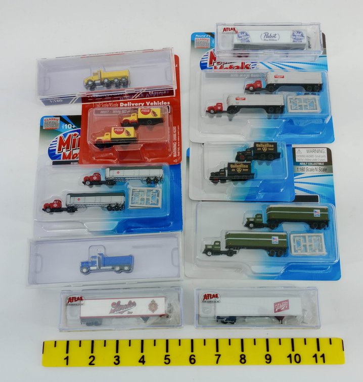 ASSORTED ATLAS TRAINWORX MINI METALS N SCALE TRUCKS & TRAILERS INV 263330161