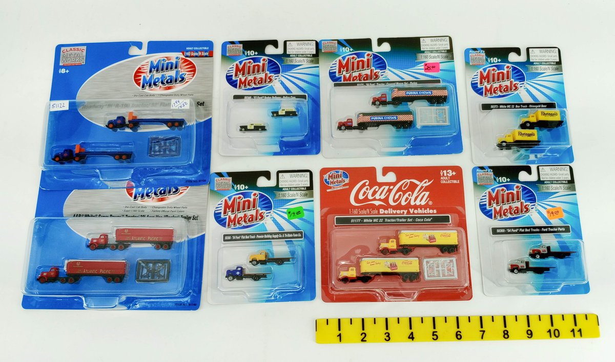 8 CLASSIC METAL WORKS MINI METALS N SCALE TRUCK SETS, COCA-COLA, PURINA, RHEINGOLD, 8 OBS INV 263330163