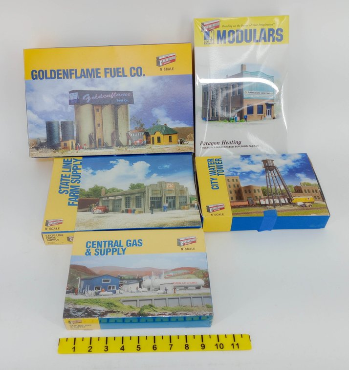 5 WALTHERS CORNERSTONE N SCALE STRUCTURE KITS, 5 OBS INV 263330172