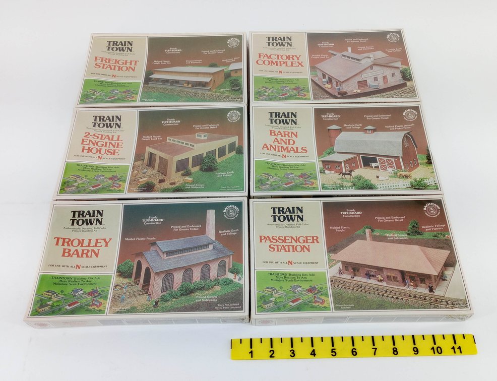 6 BACHMANN TRAINTOWN N SCALE BUILDING KITS, 6 OBS INV 263330173