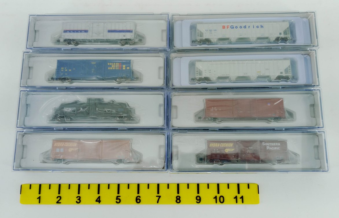 8 RAPIDO N SCALE B-100-40 BOXCARS, PROCOR HOPPERS & TANK CAR, 8 OBS INV 263330179