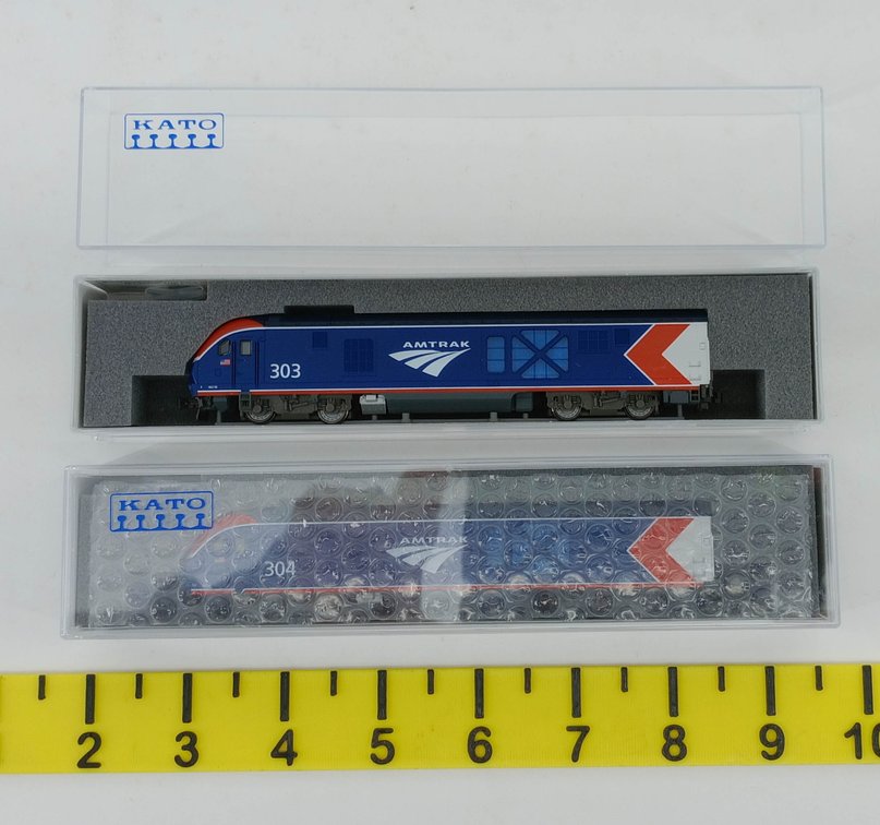 2 KATO N SCALE 176-6052 & 176-6053 AMTRAK ALC-42 CHARGER LOCOMOTIVES, 2 OBS INV 263330185