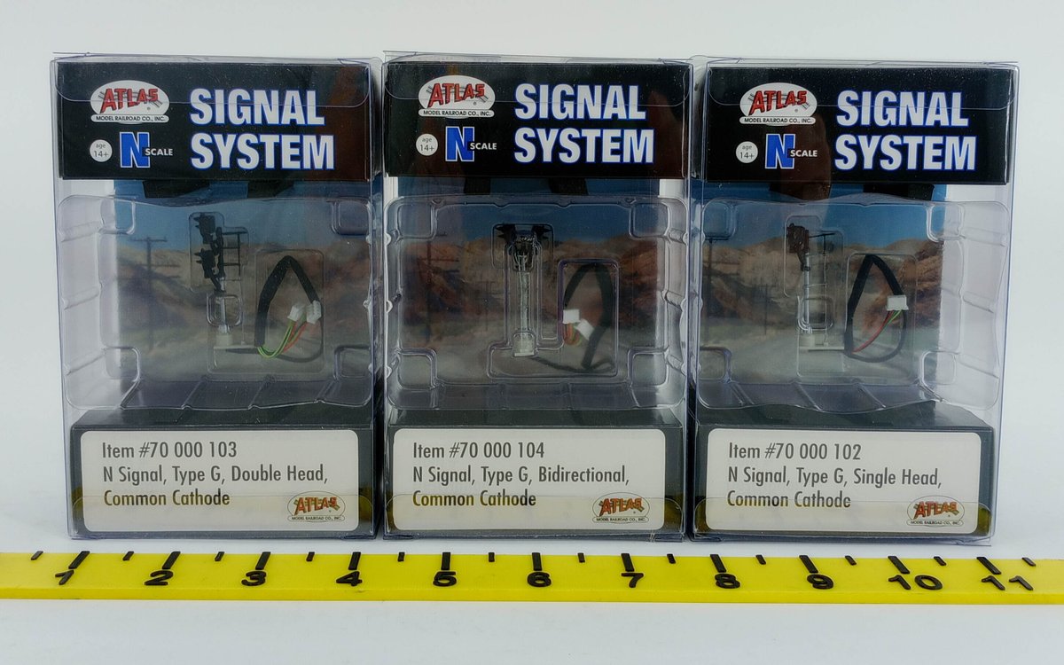 3 ATLAS N SCALE TYPE G SIGNAL SYSTEM SIGNALS 70000102 103 104, 3 OBS INV 263330189