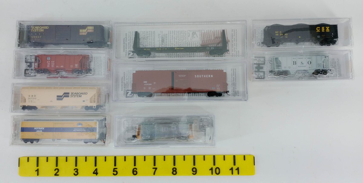 ASSORTED MICRO-TRAINS N SCALE FREIGHT CARS & BLUFORD CABOOSE SOME OBS INV 263330195
