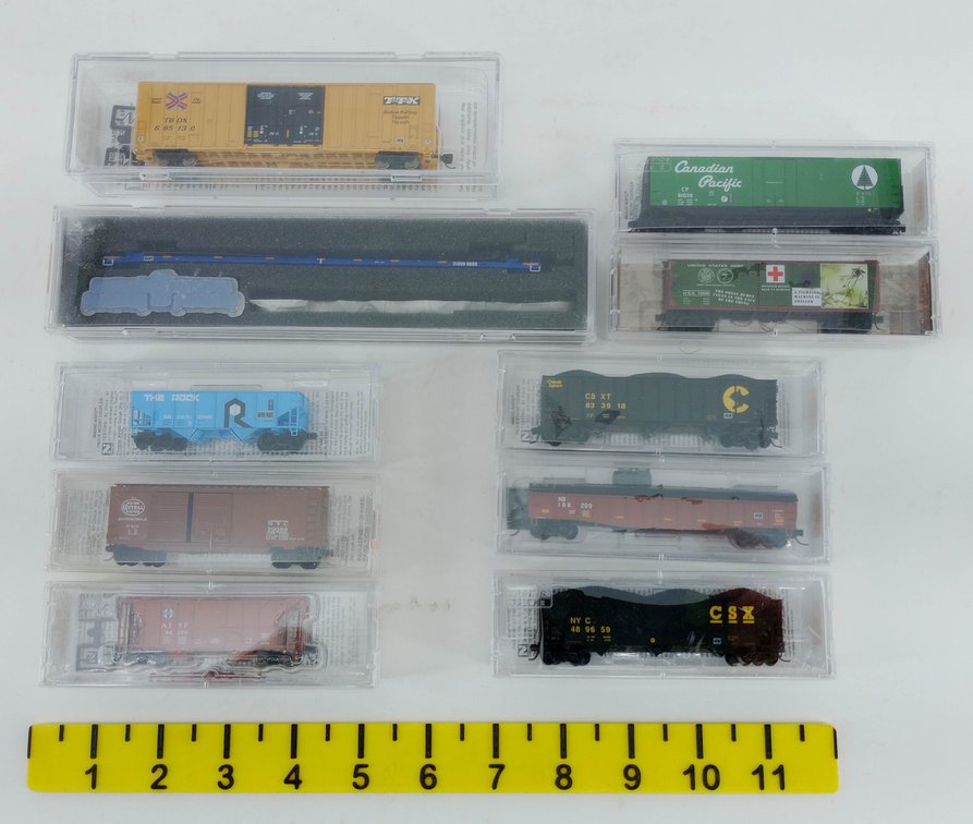 10 MICRO-TRAINS LINE N SCALE ASSORTED FREIGHT CARS CSX NS CP NYC SANTA FE ROCK ISLAND 10 OBS INV 263330198