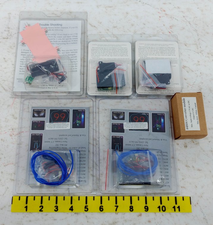 MILLER ENGINEERING EL WIRE & ANIMATED SIGN KITS, 5 BLISTER PACKS & CONVERTER MODULE OB INV 263330202