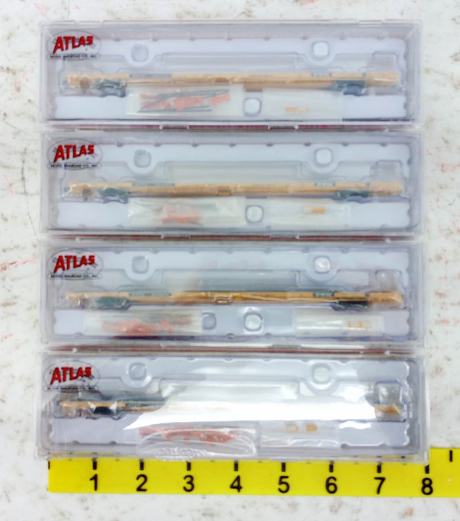4 ATLAS N SCALE 50 004 443-446 TTX RTTX ACF 89' FLAT CARS, 4 OBS INV 263330205