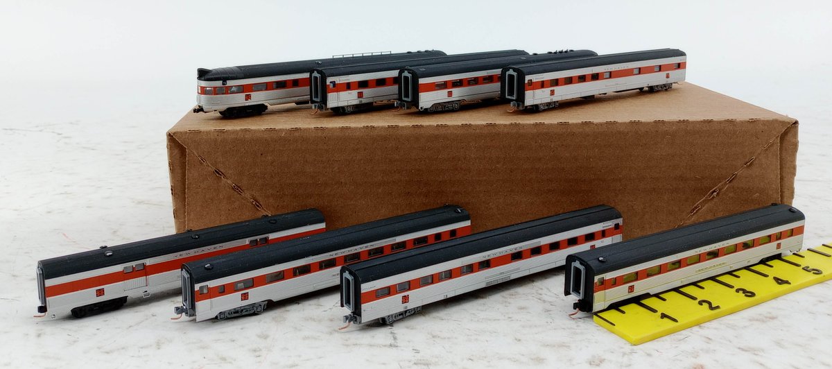 8 KATO N SCALE NEW HAVEN PASSENGER CARS, SILVER & ORANGE INV 263330206