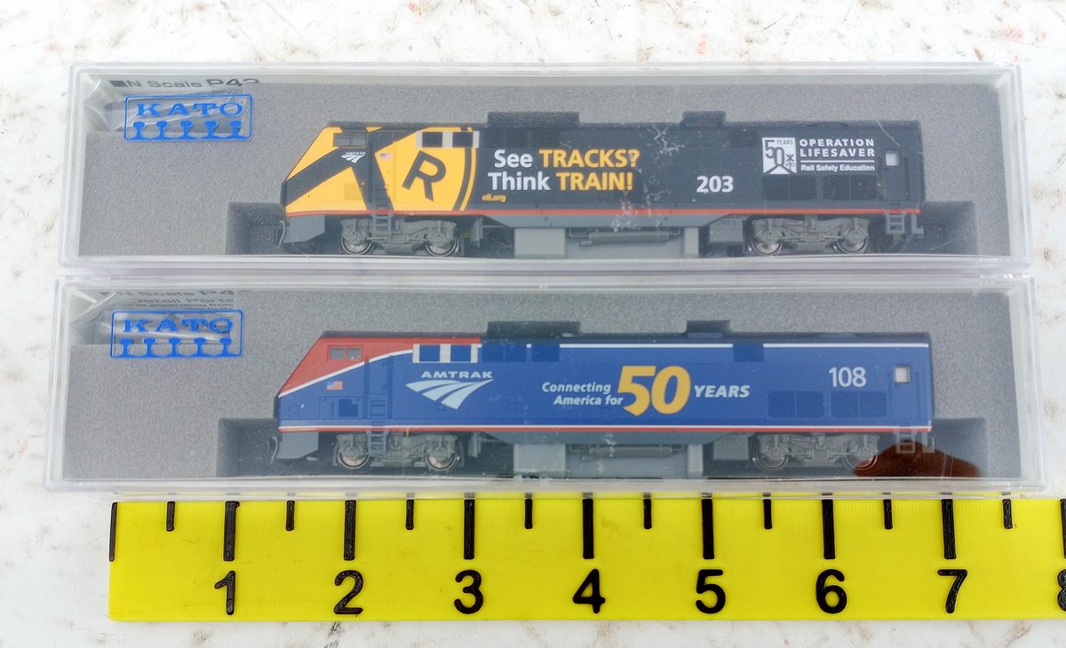2 KATO N SCALE 176-6037 & 176-6039 AMTRAK P42 LOCOMOTIVES, 2 OBS INV 263330222