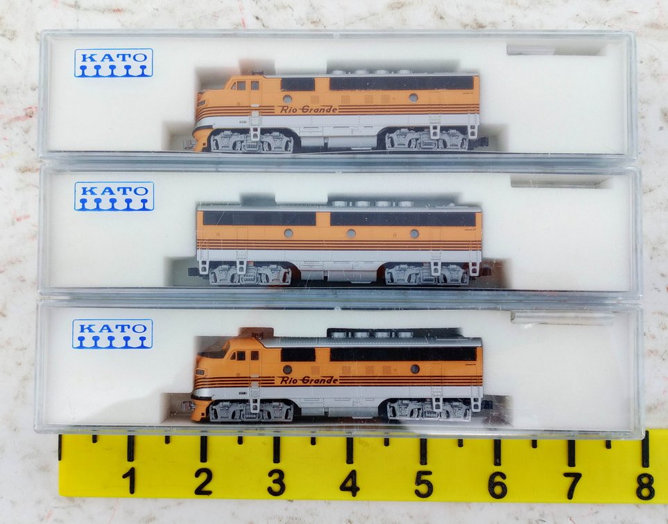3 KATO N SCALE 176-1303 176-1304 176-1308 D&RGW F3A & F3B DIESELS, 3 OBS INV 263330241