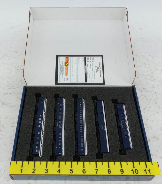 MICRO-TRAINS LINE 993 02 211 WABASH CANNONBALL N SCALE 5 HEAVYWEIGHT PASSENGER CARS, OB INV 263330246