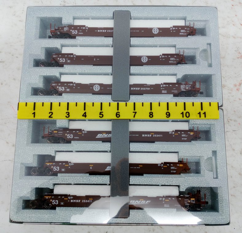 6 KATO HO 30-9053 & 30-9054 BNSF GUNDERSON MAXI-IV DOUBLE STACK CARS, 2 OBS INV 263330249