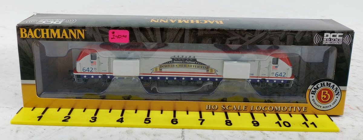 BACHMANN HO 67403 AMTRAK #642 SALUTES OUR VETERANS ACS-64 ELECTRIC LOCOMOTIVE DCC SOUND, OB INV 263330253