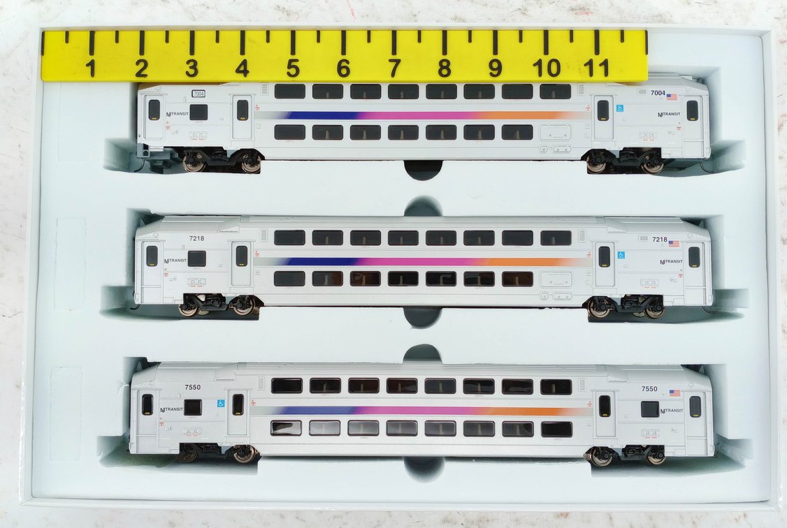 3 ATLAS 20 004 139 NJ TRANSIT HO MULTI-LEVEL COMMUTER CARS, OB INV 263330267