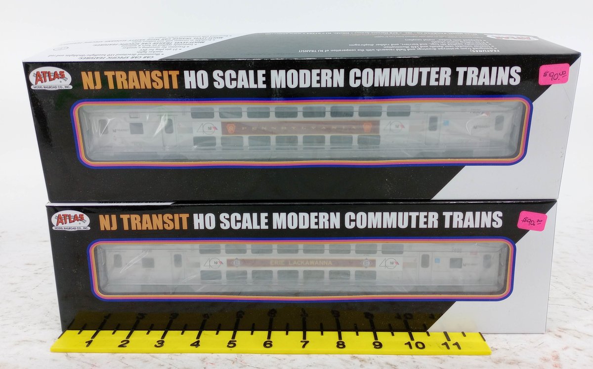 2 ATLAS HO 20 006 016 & 20 006 013 NJ TRANSIT HO MULTI-LEVEL CARS, 2 OBS INV 263330275