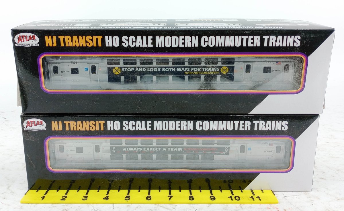 2 ATLAS HO NJ TRANSIT MULTI-LEVEL COMMUTER COACHES 20004132 & 20004129, 2 OBS INV 263330277