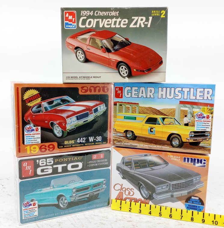 5 AMT/MPC 1/25 MODEL KITS CORVETTE ZR-1 OLDS 442 GEAR HUSTLER 65 GTO MONTE CARLO NNC 5 OB INV 263330315