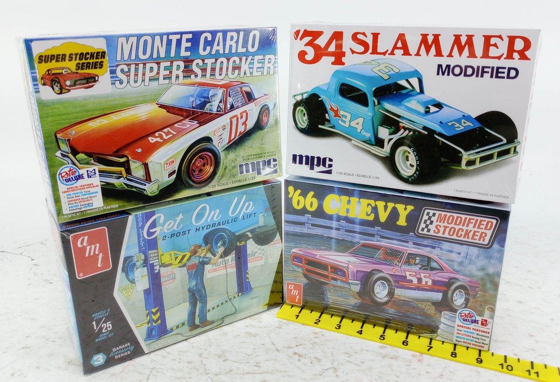 4 MPC & AMT 1/25 MODEL KITS MONTE CARLO '34 SLAMMER '66 CHEVY GET ON UP LIFT SEALED 4 OB INV 263330319
