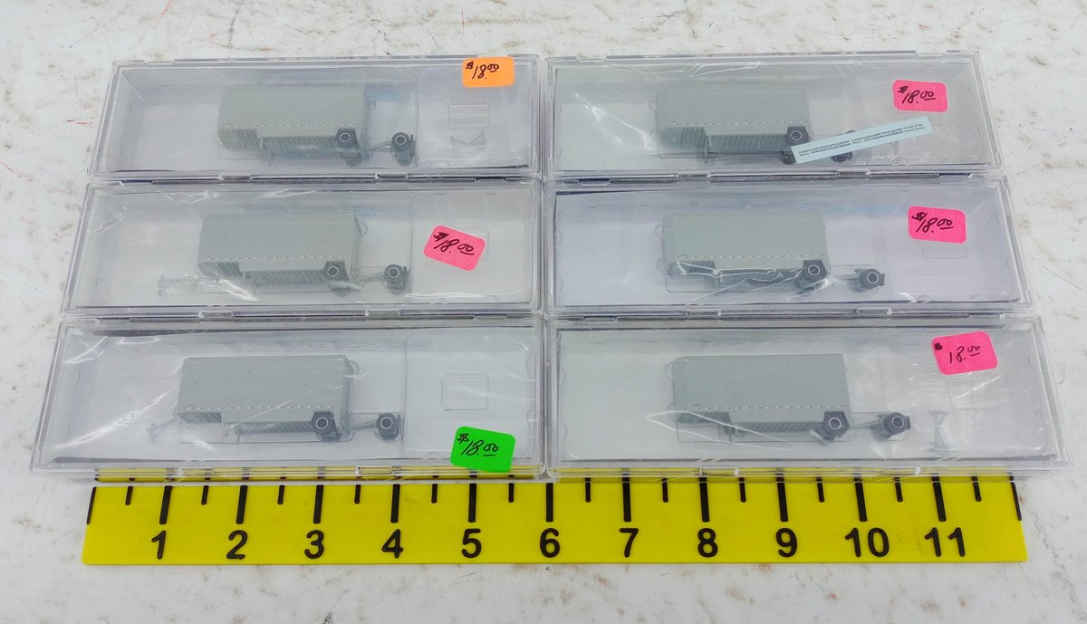 6 N GAUGE 40544 SERIES 28' GRAY PARCEL VAN TRAILERS, 6 OBS INV 263330340