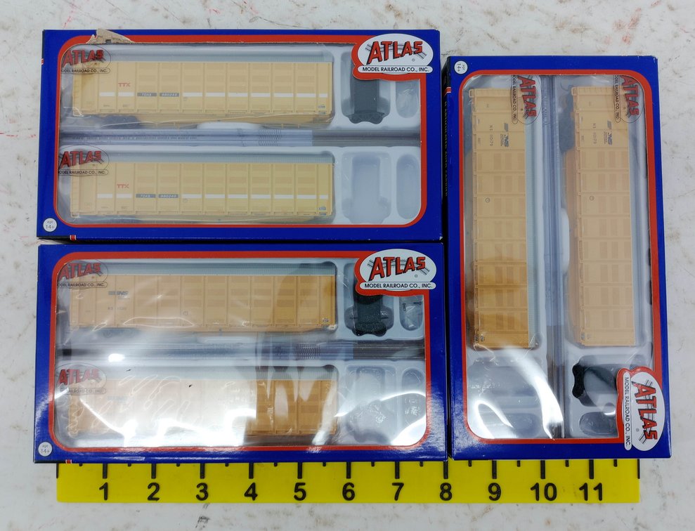 3 ATLAS N SCALE NORFOLK SOUTHERN & TOAX ARTICULATED AUTO CARRIERS, 3 OBS INV 263330348