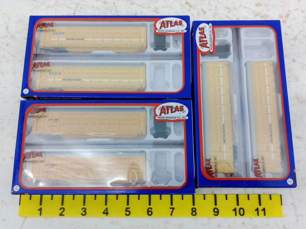 3 ATLAS N SCALE NORFOLK SOUTHERN, TOAX & BTTX ARTICULATED AUTO CARRIERS, 3 OBS INV 263330350