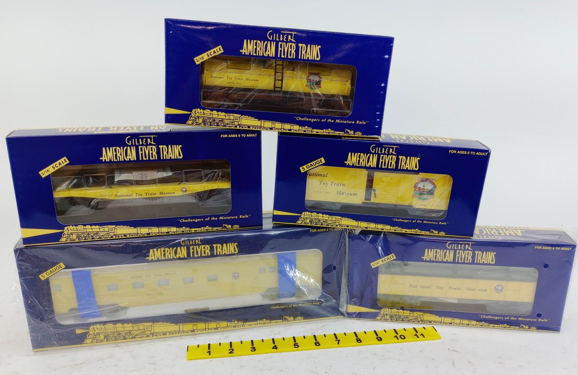 5 AMERICAN FLYER NTTM WORK TRAIN S GAUGE CARS, TANK, BOXCAR, FLAT, GONDOLA & COMBINE, 5 OBS INV 263360043