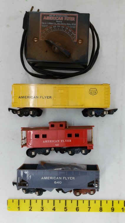 AM. FLYER SET BOX W/3 FREIGHTS & 1 TRANSFORMER INV 260015253