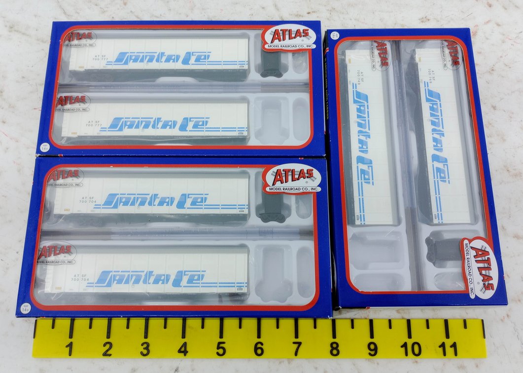 3 ATLAS N SCALE SANTA FE ARTICULATED AUTO CARRIERS 50 005 191-193, 3 OBS INV 263330354
