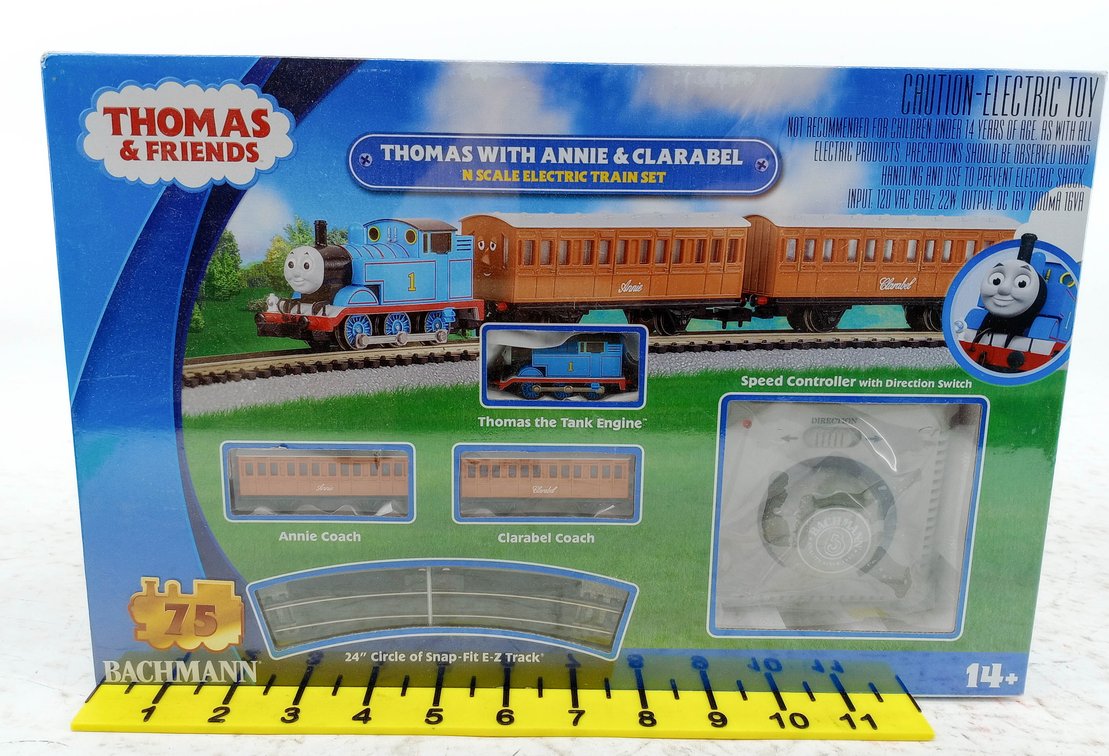 BACHMANN THOMAS & FRIENDS THOMAS WITH ANNIE & CLARABEL N SCALE ELECTRIC TRAIN SET, OB INV 263330356