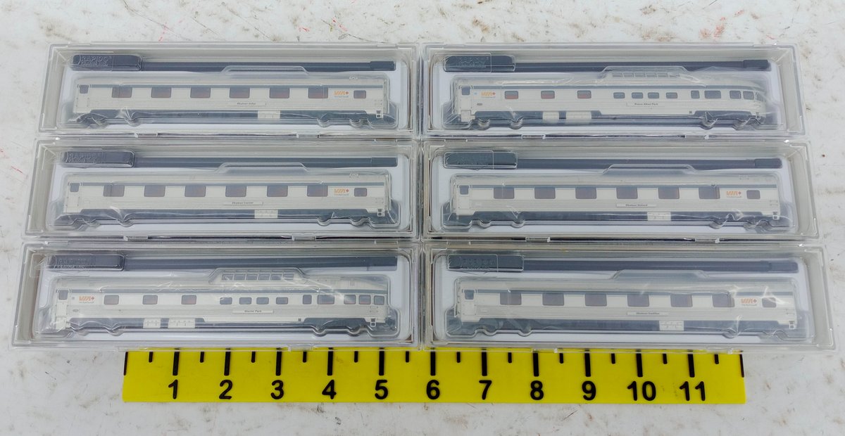 6 RAPIDO TRAINS N SCALE VIA RAIL CANADA PRESTIGE CLASS PASSENGER CARS, 2 OBS INV 263330363
