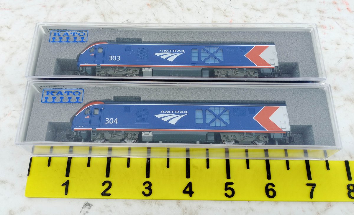 2 KATO N SCALE 176-6052 & 176-6053 AMTRAK ALC-42 CHARGER LOCOMOTIVES #303 & #304, 2 OBS INV 263330368