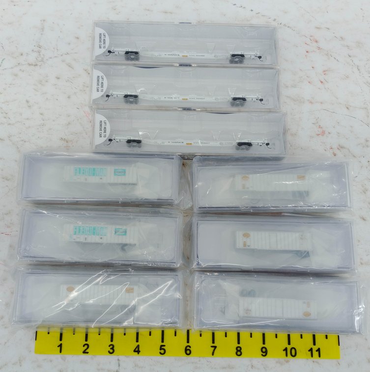 9 TRAINWORX N SCALE NYC FLEXI-VAN CARS & 40FT VANS, 9 OBS INV 263330379
