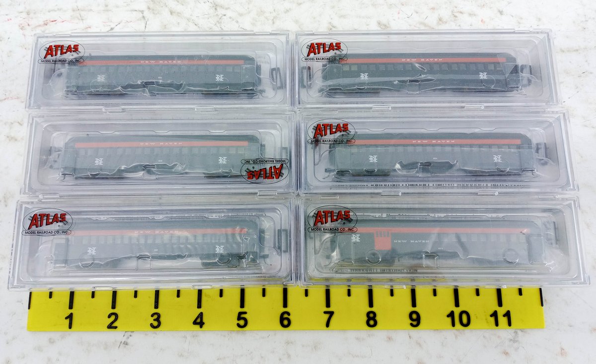 6 ATLAS N TRAINMAN NEW HAVEN 60' PASSENGER CARS COACHES, COMBINE & OBSERVATION, 6 OBS INV 263330383