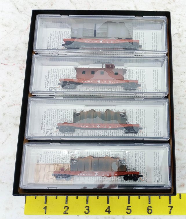 MICRO-TRAINS N SCALE PRR 4 CAR RUNNER PACK 480071 480072 480075 480078, OB INV 263330389