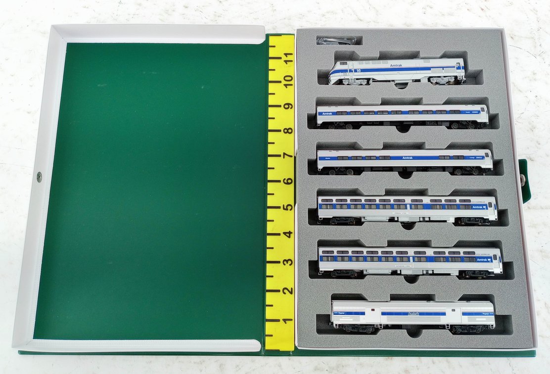 KATO N GAUGE 106-0101 AMTRAK P42 AMFLEET & VIEWLINER PHASE IV LOCOMOTIVE & 5-CAR SET, OB INV 263330419
