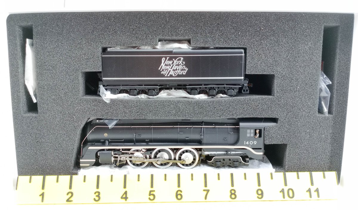 BROADWAY LIMITED N GAUGE 1627 NEW HAVEN I-5 4-6-4 #1409 STEAM LOCOMOTIVE & TENDER, OB INV 263330422