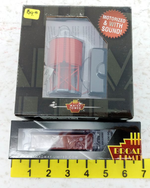 2 BROADWAY LIMITED N SCALE 6130 WATER TOWER & 3354 PRR STOCK CAR W/ SOUNDS, 2 OBS INV 263330432