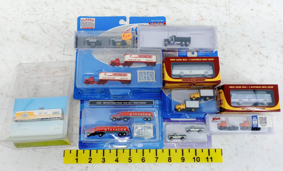 ASSORTED N SCALE TRUCKS & BUSES CLASSIC METAL WORKS, RAPIDO, ATLAS INV 263330448