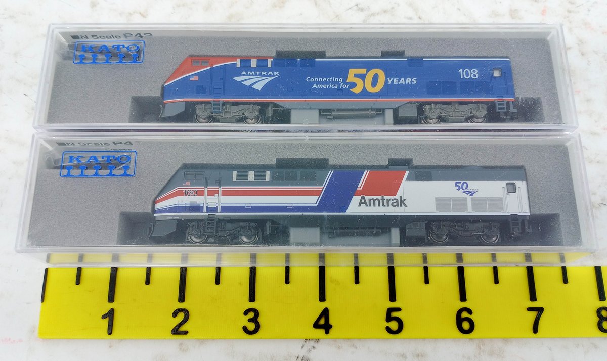 2 KATO N SCALE 176-6037 & 176-6038 AMTRAK P42 DIESEL LOCOMOTIVES, 2 OBS INV 263330460